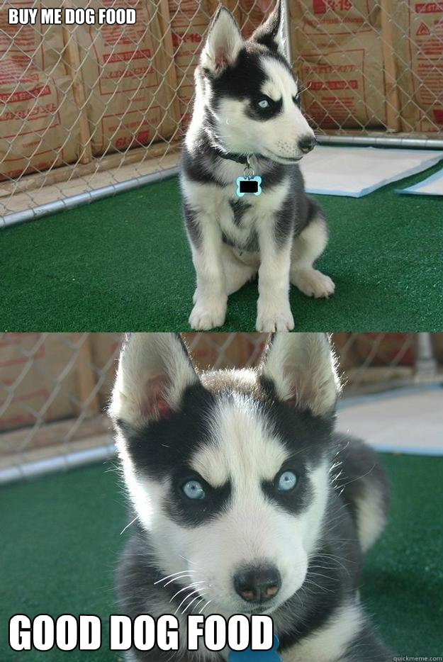 buy me dog food good dog food  Insanity puppy