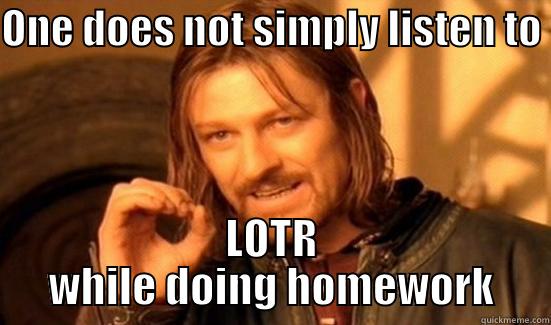 ONE DOES NOT SIMPLY LISTEN TO  LOTR WHILE DOING HOMEWORK Boromir