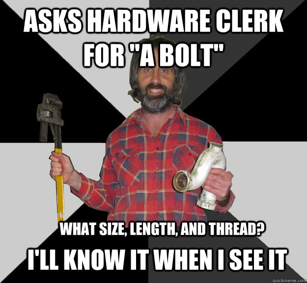 asks hardware clerk for 
