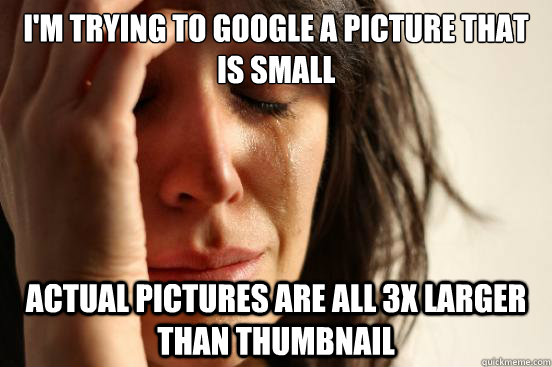 I'm trying to google a picture that is small actual pictures are all 3x larger than thumbnail  First World Problems
