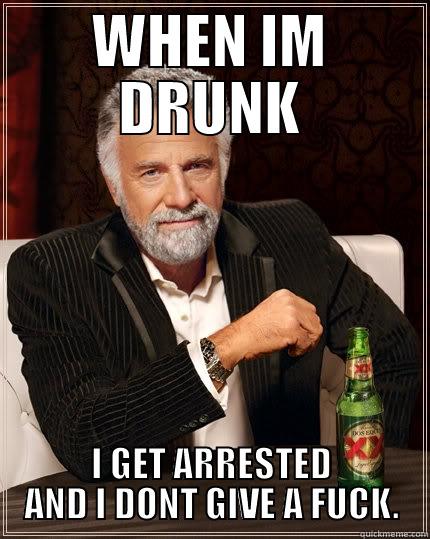 WHEN IM DRUNK I GET ARRESTED AND I DONT GIVE A FUCK. The Most Interesting Man In The World