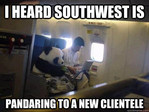 I heard southwest is  pandaring to a new clientele  Plane Panda