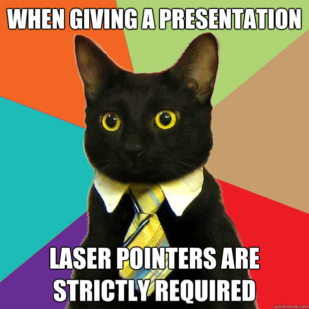 when giving a presentation laser pointers are strictly required - when giving a presentation laser pointers are strictly required  Business Cat