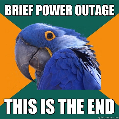 Brief power outage this is the end  Paranoid Parrot