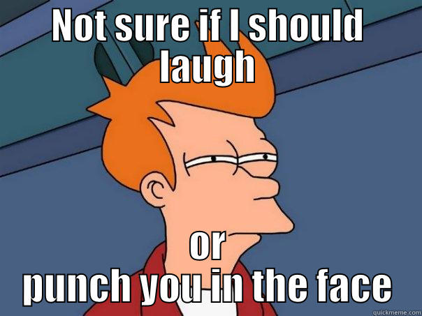 NOT SURE IF I SHOULD LAUGH OR PUNCH YOU IN THE FACE Futurama Fry