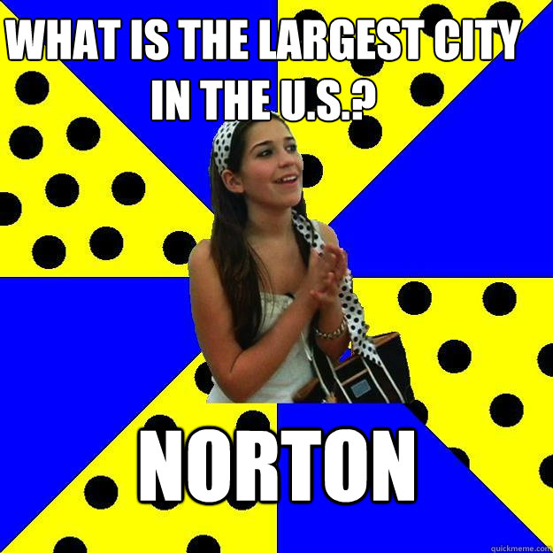 what is the largest city in the U.s.? Norton  Sheltered Suburban Kid