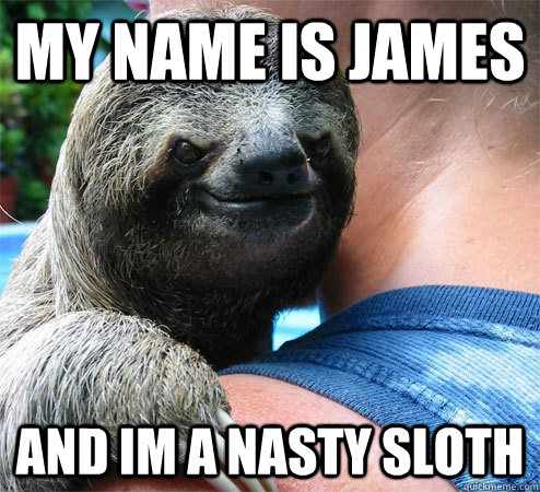 My name is james and im a nasty sloth  Suspiciously Evil Sloth