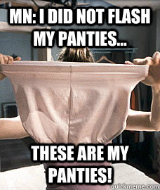 MN: I did not flash my panties... These are my panties!  Granny Panties