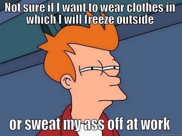 NOT SURE IF I WANT TO WEAR CLOTHES IN WHICH I WILL FREEZE OUTSIDE OR SWEAT MY ASS OFF AT WORK Futurama Fry