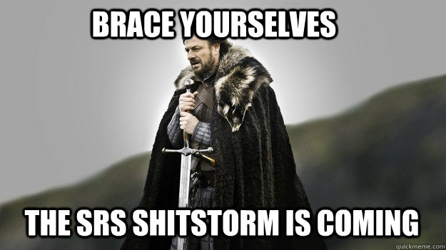 Brace yourselves The SRS shitstorm is coming  Ned stark winter is coming