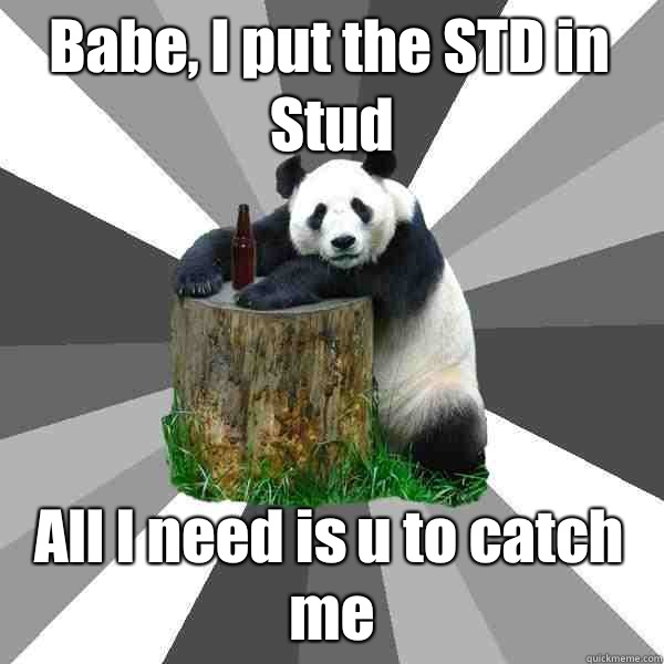 Babe, I put the STD in Stud All I need is u to catch me  Pickup-Line Panda