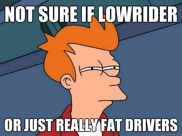 not sure if Lowrider Or just Really fat drivers  Futurama Fry