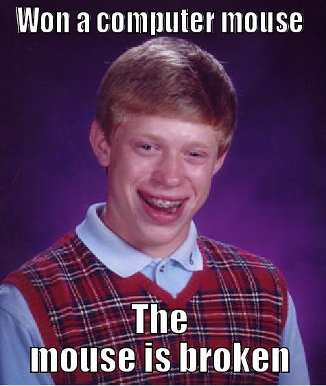 WON A COMPUTER MOUSE THE MOUSE IS BROKEN Bad Luck Brian