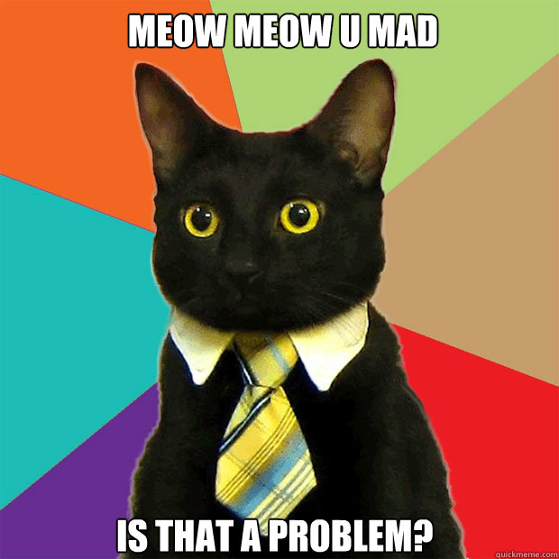  meow meow U mad  Is that a problem?  Business Cat