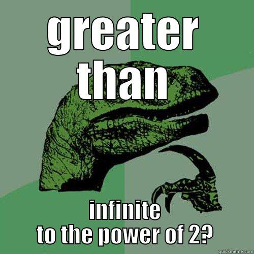 GREATER THAN INFINITE TO THE POWER OF 2? Philosoraptor