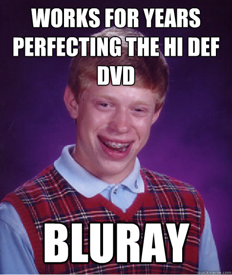 Works for years perfecting the Hi Def dvd BLURAY  Bad Luck Brian