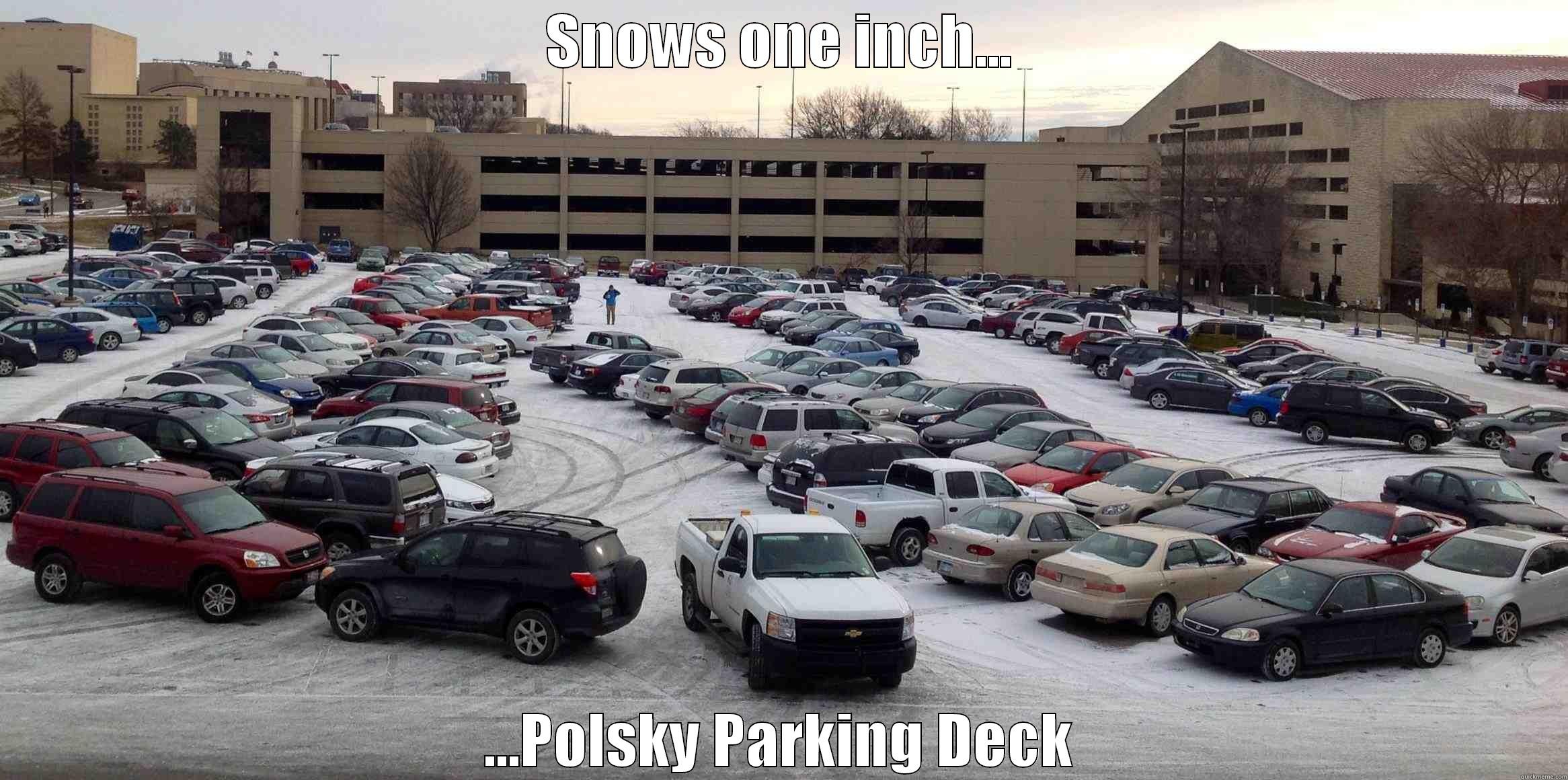 SNOWS ONE INCH... ...POLSKY PARKING DECK Misc