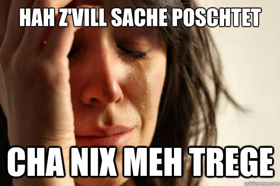 hah z'vill sache poschtet cha nix meh trege  First World Problems