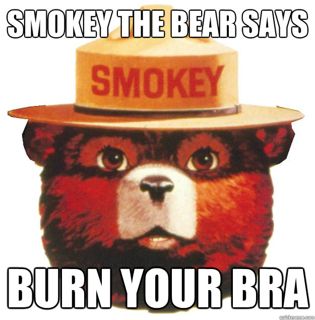 Smokey the Bear says burn your bra  Smokey the Bear Says
