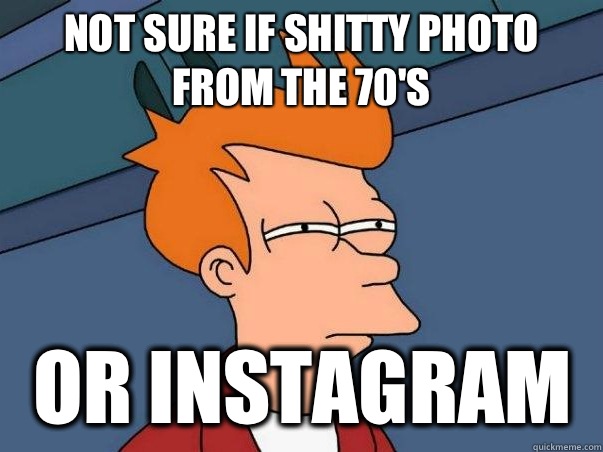 Not sure if shitty photo from the 70's Or instagram  Not sure Fry