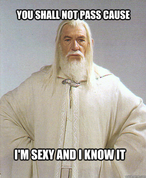 You shall not pass cause I'm sexy and i know it  Gandalf