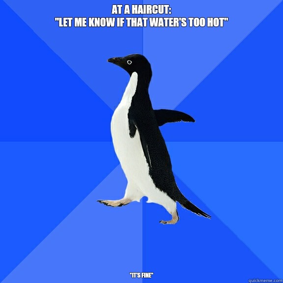 At a haircut:
