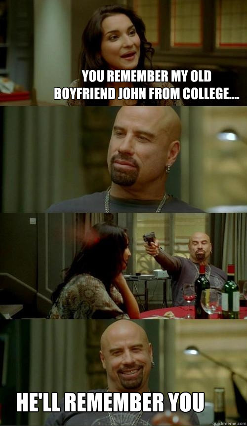 You remember My old boyfriend john from college.... He'll remember you  Skinhead John
