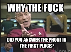 why the fuck did you answer the phone in the first place? - why the fuck did you answer the phone in the first place?  Annoyed Picardutmmediumreferral