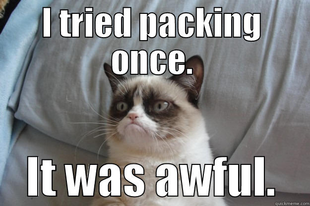 I tried packing once. It was awful. - I TRIED PACKING ONCE. IT WAS AWFUL. Grumpy Cat