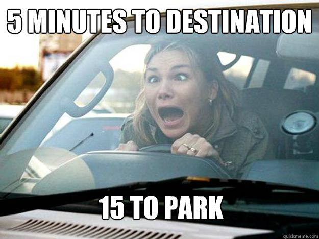 5 minutes to destination 15 to park - 5 minutes to destination 15 to park  Mayhem Female Driver