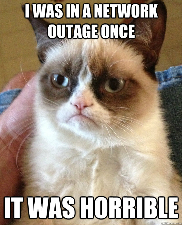 i was in a network outage once it was horrible - i was in a network outage once it was horrible  Grumpy Cat