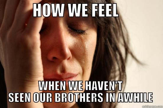            HOW WE FEEL                WHEN WE HAVEN'T SEEN OUR BROTHERS IN AWHILE First World Problems