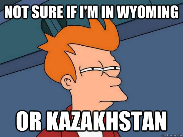 Not sure if I'm in Wyoming Or kazakhstan  Futurama Fry
