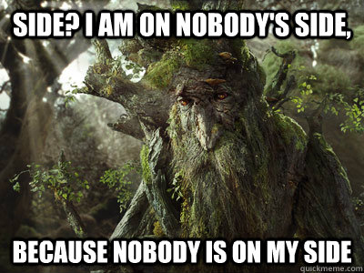 Side? I am on nobody's side, because nobody is on my side - Side? I am on nobody's side, because nobody is on my side  treebeard