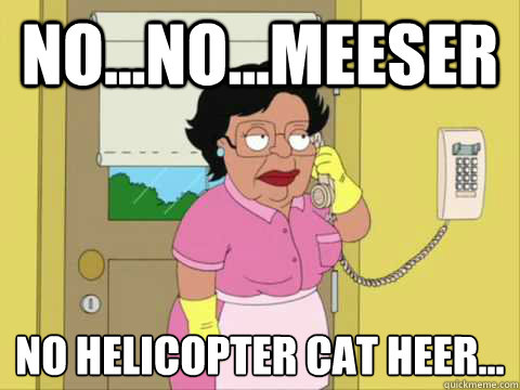 No...NO...Meeser NO HELICOPTER CAT HEER...  Family Guy Maid Meme