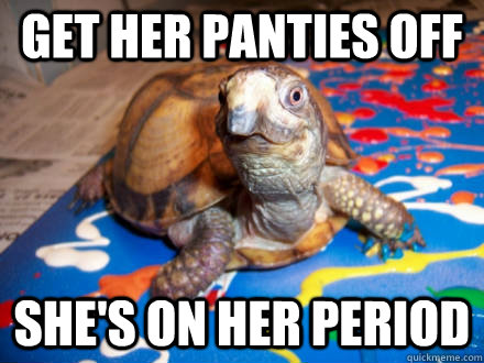 Get her panties off she's on her period  