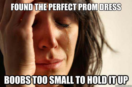 Found the perfect prom dress Boobs too small to hold it up  First World Problems