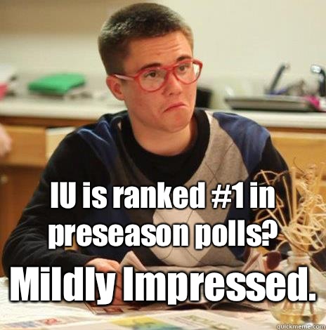IU is ranked #1 in preseason polls? Mildly Impressed.  