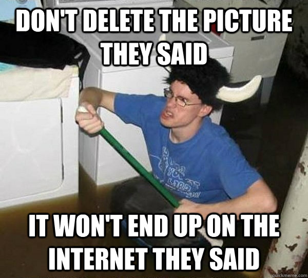 Don't delete the picture they said it won't end up on the internet they said  They said