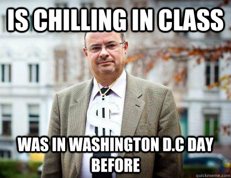 is chilling in class was in Washington D.C day before  Marc De Clercq