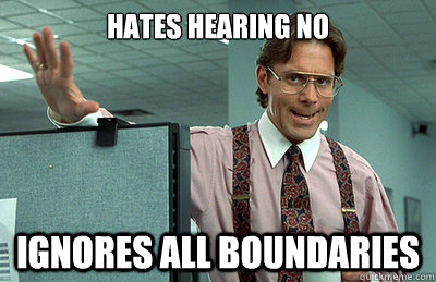 hates hearing no ignores all boundaries  Annoying Boss