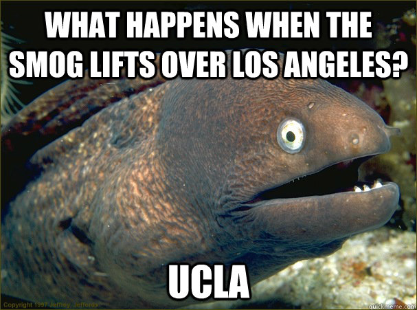 what happens when the smog lifts over Los Angeles? UCLA  Bad Joke Eel