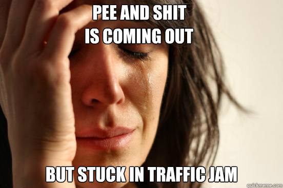 Pee and Shit  but stuck in traffic jam Is coming out - Pee and Shit  but stuck in traffic jam Is coming out  First World Problems