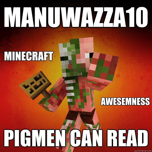 manuwazza10 pigmen can read minecraft awesemness  Zombie Pigman Zisteau