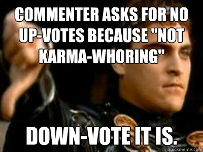 commenter Asks for no up-votes because 