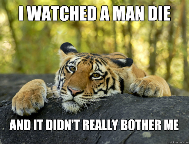 I watched a man die and it didn't really bother me  Confession Tiger