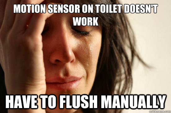 Motion Sensor on toilet doesn't work have to flush manually  First World Problems