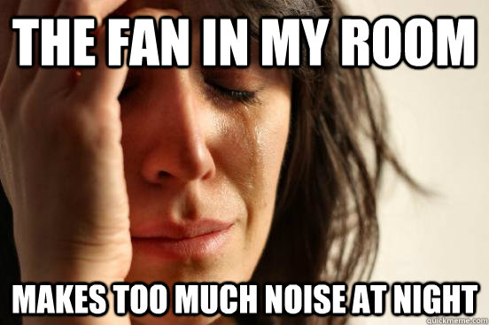the fan in my room makes too much noise at night - the fan in my room makes too much noise at night  First World Problems