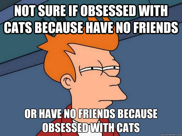 not sure if obsessed with cats because have no friends or have no friends because obsessed with cats  Futurama Fry