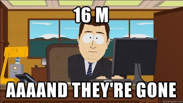 16 m Aaaand they're gone  aaaand its gone